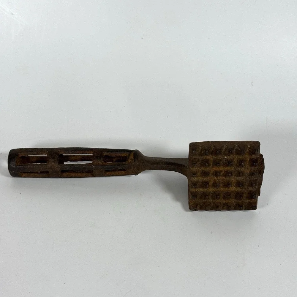 Antique‎ Cast Iron Meat Tenderizer Kitchen Tool Ice Hammer Rustic Kitchen Tool